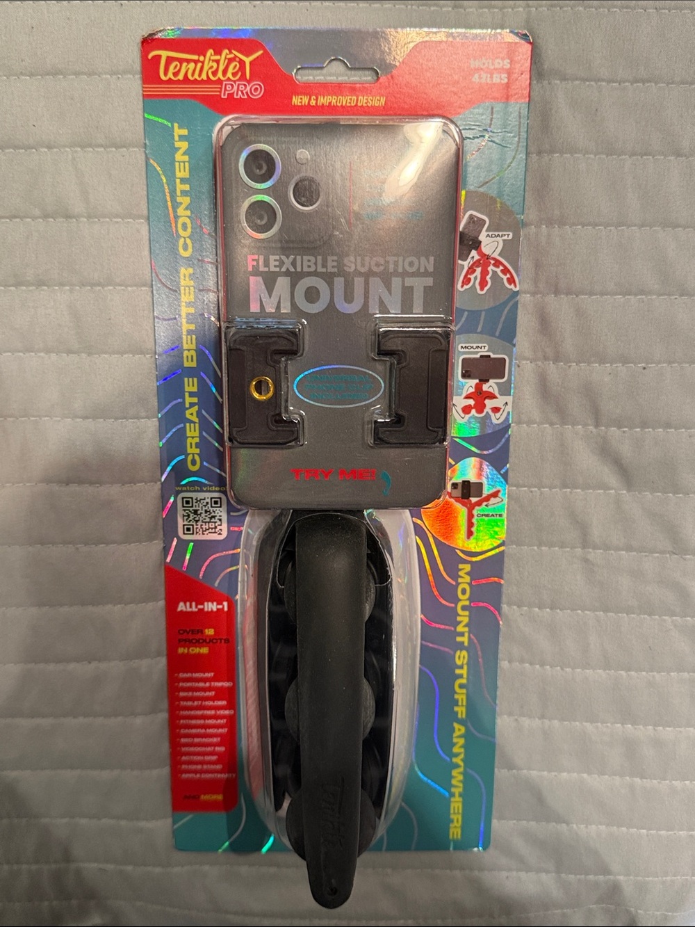 Mobile Phone Flexible Suction Mount - Black